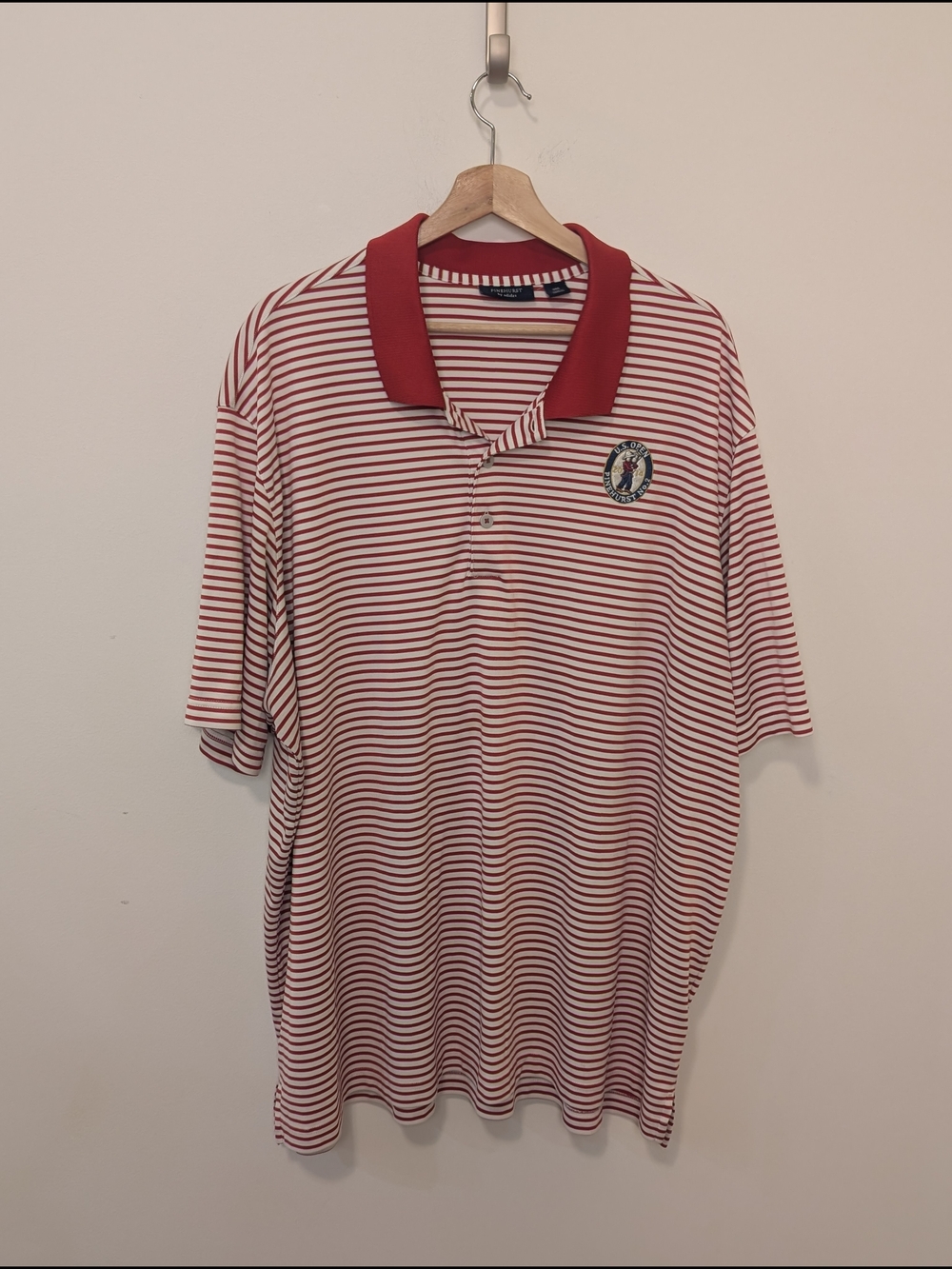 Adidas US Open Pinehurst Striped Red & White Polo Shirt Men's Size 3XL